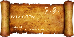 Faix Géza névjegykártya